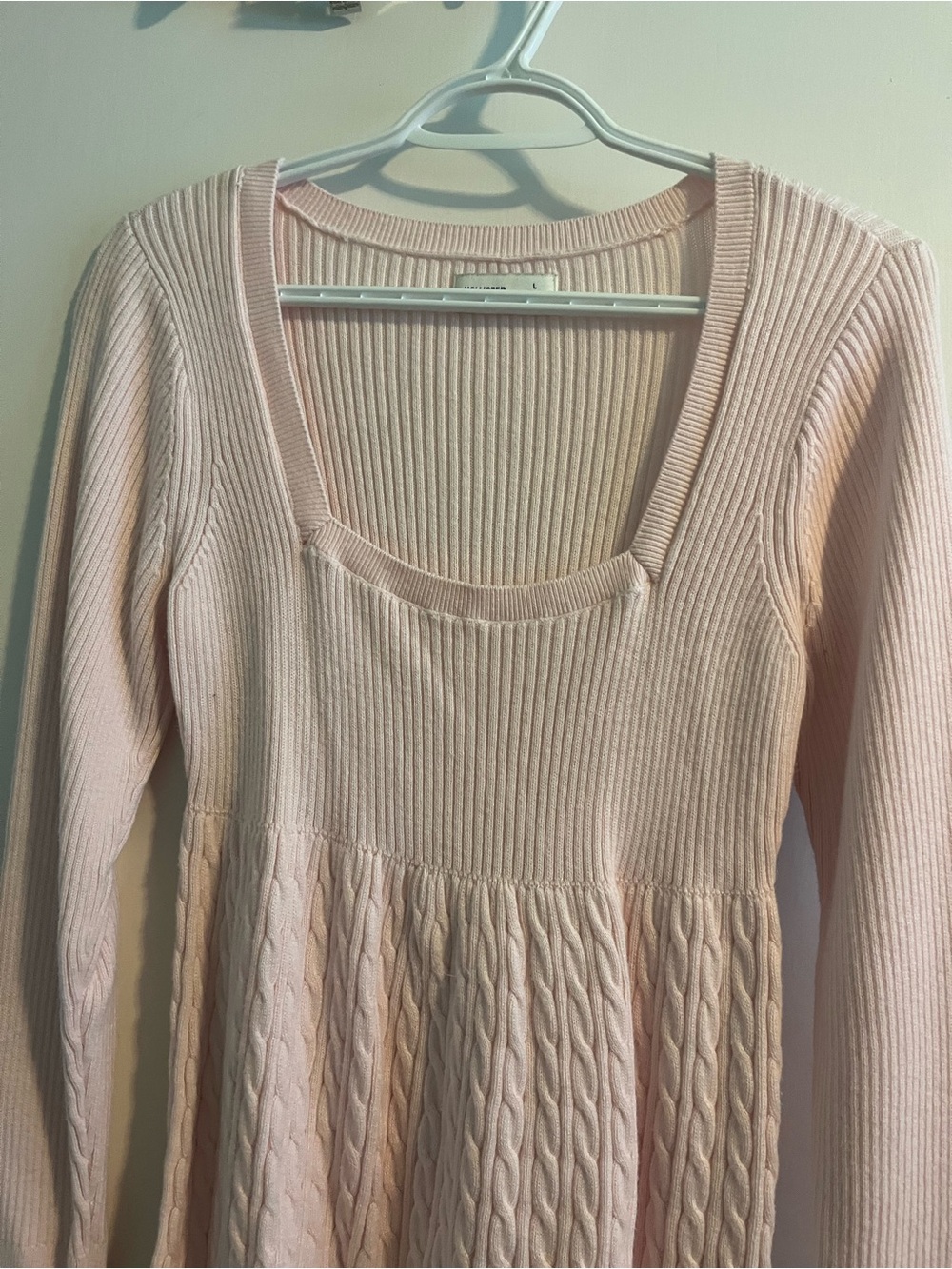 Hollister Light Pink Rib & Cable Knit Peplum Sweater - Picture 2 of 3